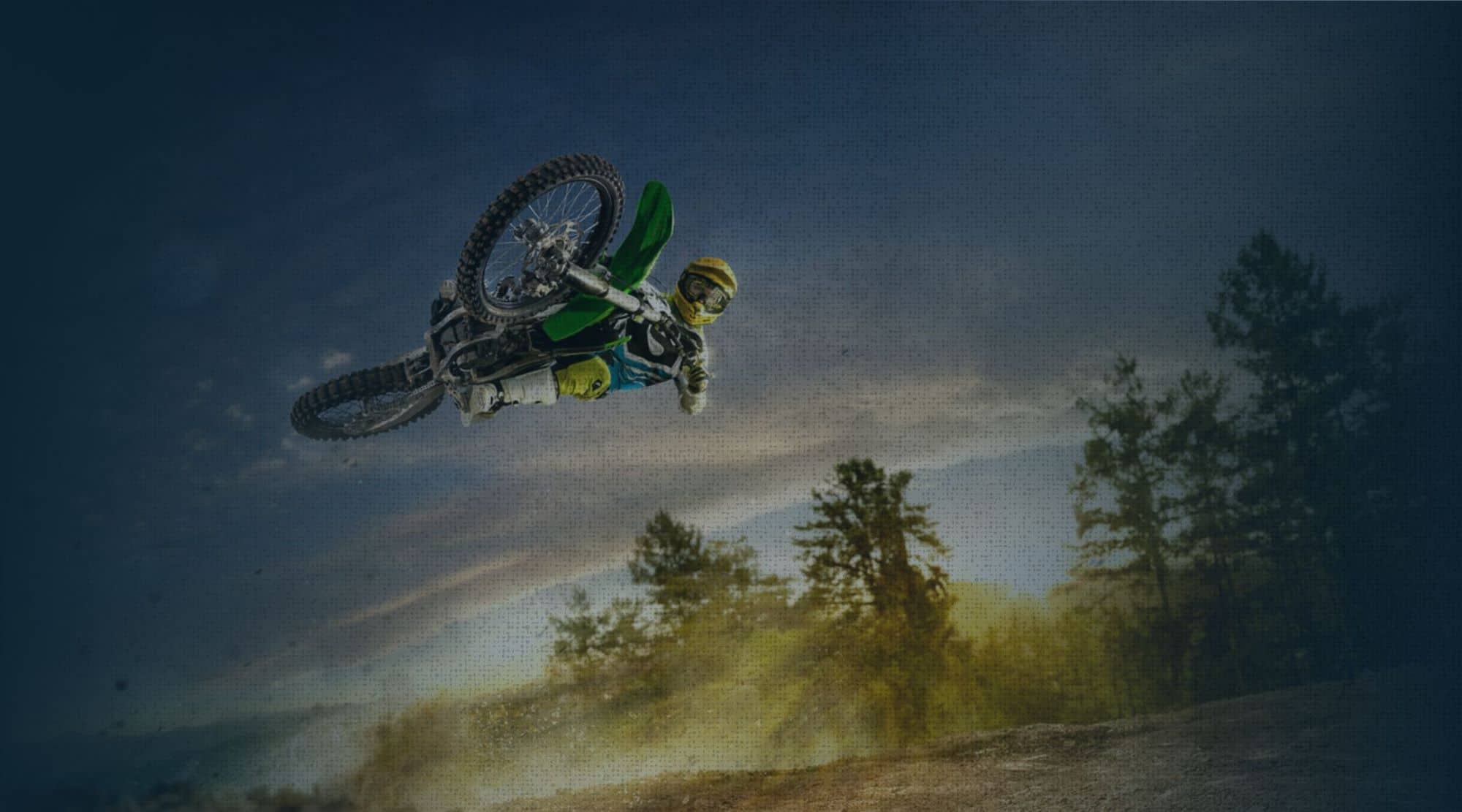 dirt bike rider up in the air