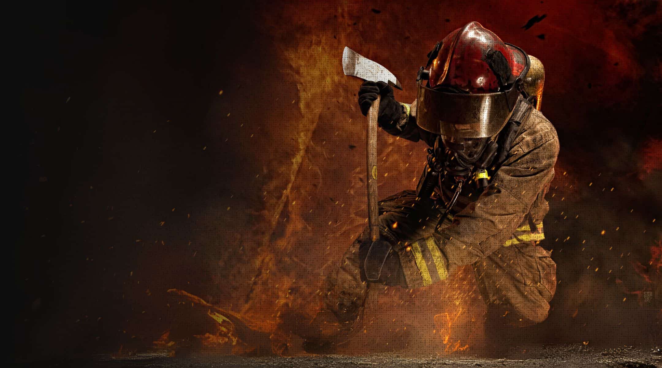 fireman fighting a fire